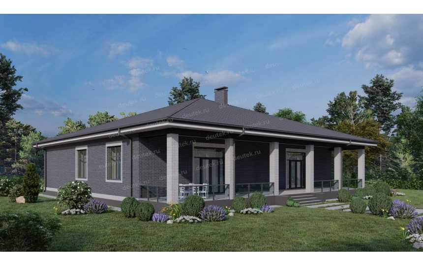 Проект одноэтажного дома с бассейном, сауной и тренажёрным залом - P270-1