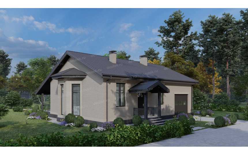 Проект квадратного одноэтажного дома с одноместным гаражом - P270-2