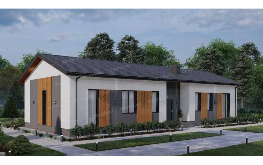 Проект узкого одноэтажного дома с кабинетом - P274-1