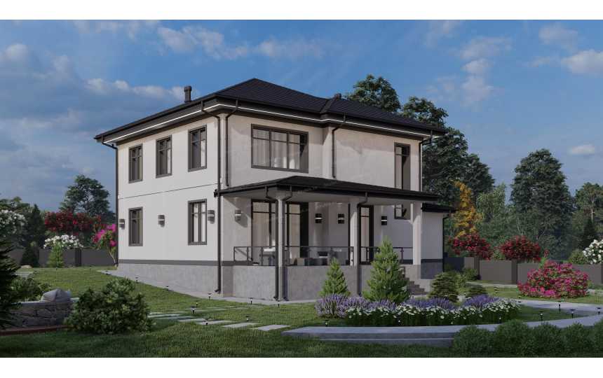 Проект жилого двухэтажного дома с одноместным гаражом - P280