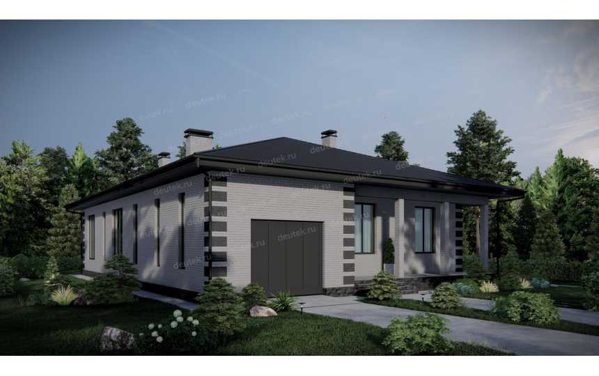 Проект узкого одноэтажного дома с одноместным гаражом - P249