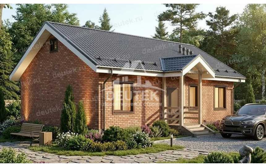 Проект квадратного одноэтажного дома с размерами 13 м на 13 м - LK-284