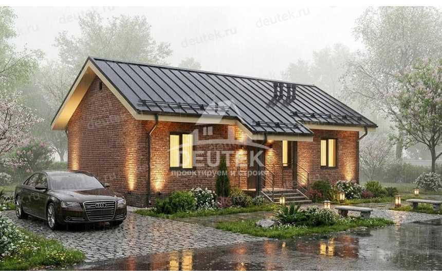 Проект узкого одноэтажного дома с размерами 8 м на 13 м - LK-290