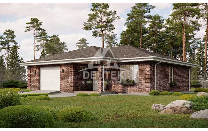 Проект загородного одноэтажного дома с двухместным гаражом - LK-306