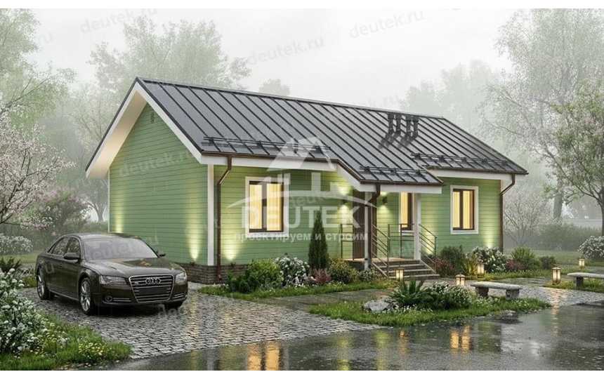 Проект узкого одноэтажного дома из газобетонного блока - LK-345