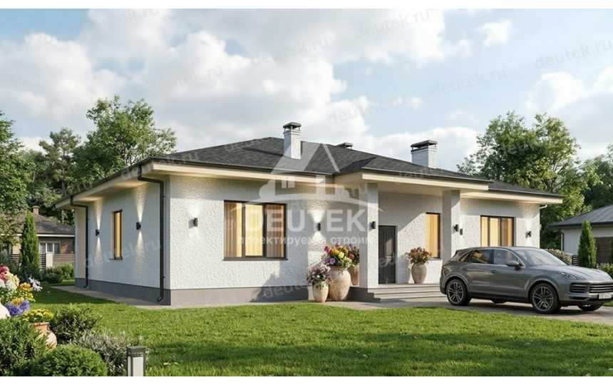 Проект квадратного одноэтажного дома в современном стиле - LK-450