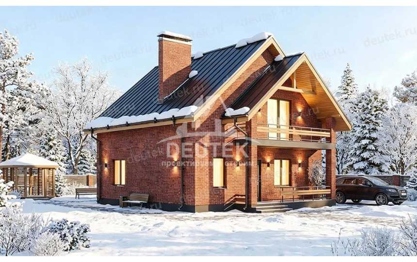 Проект квадратного двухэтажного дома с кабинетом и террасой - LK-455