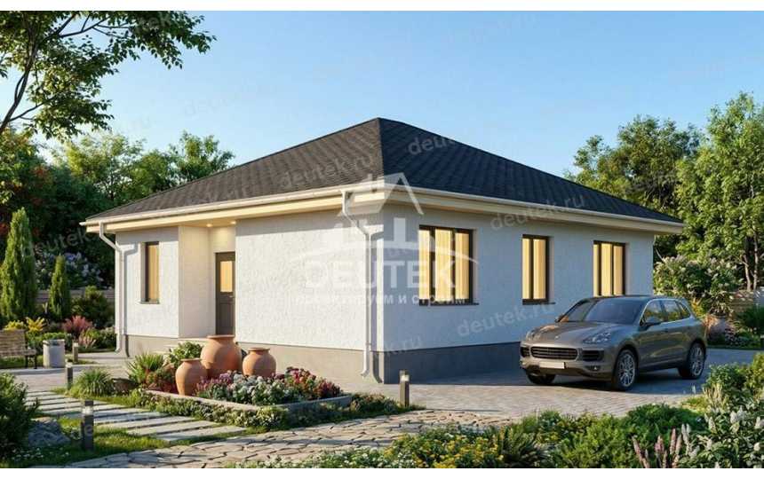 Проект квадратного одноэтажного дома с размерами 11 м на 11 м - LK-460