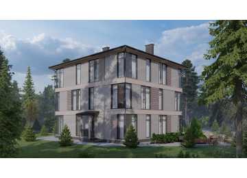 Проект трехэтажного многоквартирного дома с размерами 12 м на 14 м - P306