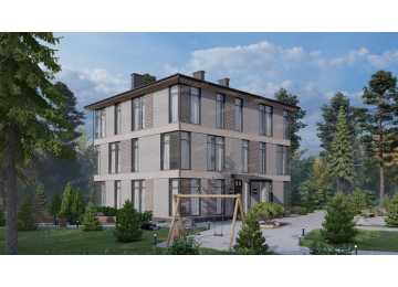 Проект трехэтажного многоквартирного дома с размерами 12 м на 14 м - P306