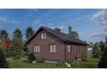 Проект узкого одноэтажного дома с размерами 12 м на 8 м - P263