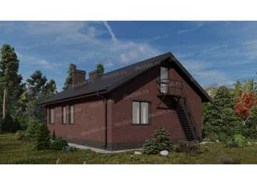 Проект узкого одноэтажного дома с размерами 12 м на 8 м - P263