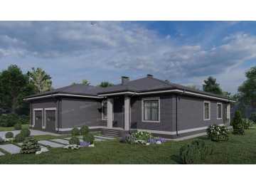 Проект одноэтажного дома с бассейном, сауной и тренажёрным залом - P270-1