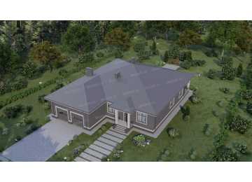 Проект одноэтажного дома с бассейном, сауной и тренажёрным залом - P270-1