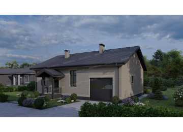 Проект квадратного одноэтажного дома с одноместным гаражом - P270-2