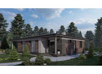 Проект жилого одноэтажного дома с тремя террасами - P273