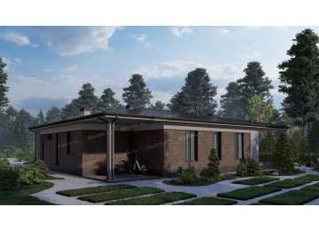 Проект жилого одноэтажного дома с тремя террасами - P273