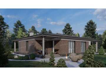 Проект жилого одноэтажного дома с тремя террасами - P273