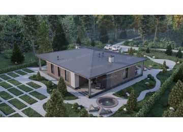 Проект жилого одноэтажного дома с тремя террасами - P273