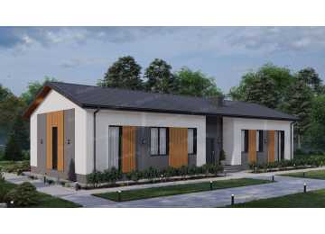 Проект узкого одноэтажного дома с кабинетом - P274-1