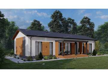 Проект узкого одноэтажного дома с кабинетом - P274-1