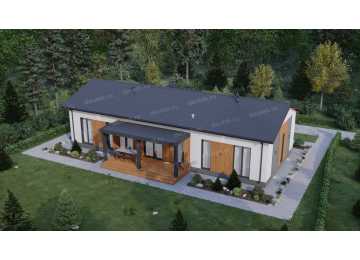 Проект узкого одноэтажного дома с кабинетом - P274-1