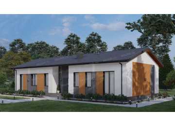 Проект узкого одноэтажного дома с кабинетом - P274-2