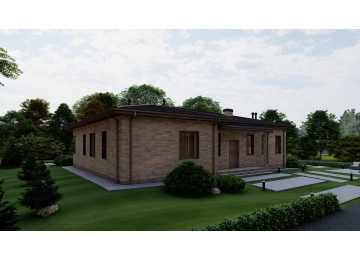 Проект узкого одноэтажного дома с пятью спальнями - P279