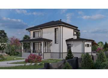 Проект жилого двухэтажного дома с одноместным гаражом - P280