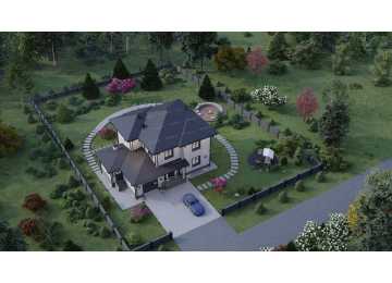 Проект жилого двухэтажного дома с одноместным гаражом - P280