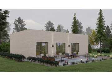 Проект узкого одноэтажного дома с площадью до 150 кв м - P299