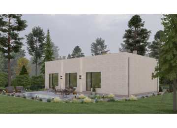 Проект узкого одноэтажного дома с площадью до 150 кв м - P299