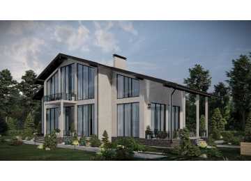 Проект узкого двухэтажного дома со вторым светом и большими окнами - P242-1