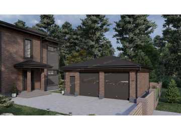 Проект квадратного двухместного гаража с погребом - P236-2