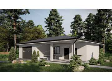 Проект одноместного гаража с мастерской и хозблоком - P243