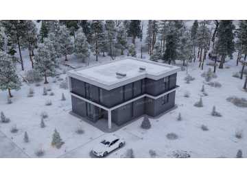 Проект жилого двухэтажного дома в стиле минимализм - P246