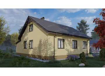 Проект жилого двухэтажного дома с мансардным этажом - P248