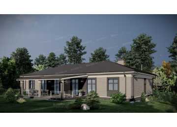 Проект одноэтажного дуплекса с площадью до 250 кв м - P250