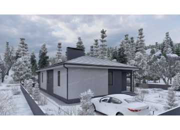 Проект узкого одноэтажного дома в стиле минимализм - P252