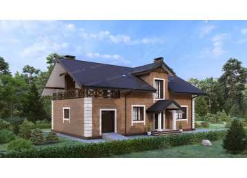 Проект узкого двухэтажного дома с одноместным гаражом и террасой на втором этаже - P277