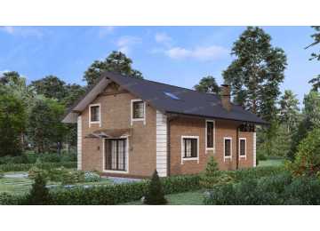 Проект узкого двухэтажного дома с одноместным гаражом и террасой на втором этаже - P277