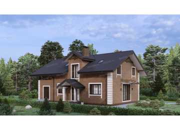 Проект узкого двухэтажного дома с одноместным гаражом и террасой на втором этаже - P277