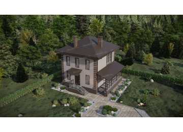 Проект квадратного двухэтажного дома с площадью до 100 кв м - P247