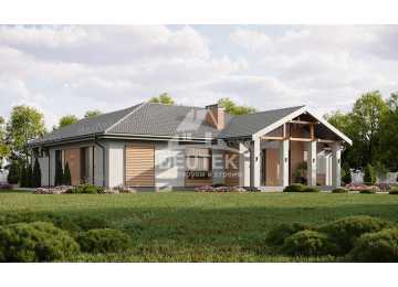 Проект загородного одноэтажного дома с баней и двумя террасами - LK-301