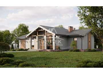 Проект загородного одноэтажного дома с баней и двумя террасами - LK-301