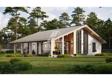 Проект загородного одноэтажного дома с большими окнами - LK-314