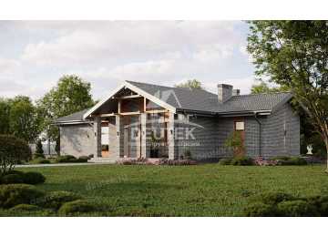 Проект загородного одноэтажного дома с баней и двумя террасами - LK-317