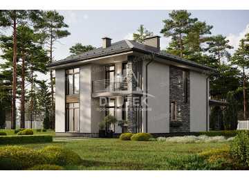 Проект загородного двухэтажного дома с большими окнами - LK-319