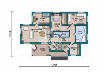 Проект узкого одноэтажного дома с тремя спальнями - LK-329