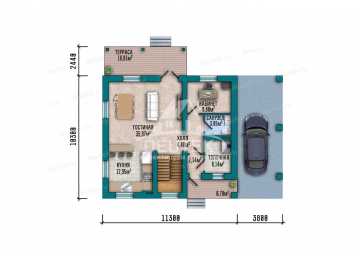 Проект современного двухэтажного дома с навесом для автомобиля - LK-331